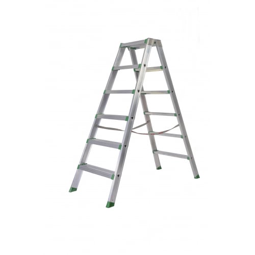 Scala Professionale 6 Gradini In Alluminio SVELT - Con Pianetto Portattrezzi, Antisdrucciolo, Certificata EN131, Altezza 169 Cm